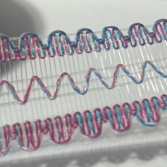 6 Rolls Ribbon Zig Zag Clear Mesh Stripe Blue Pink - Picture 4 of 7